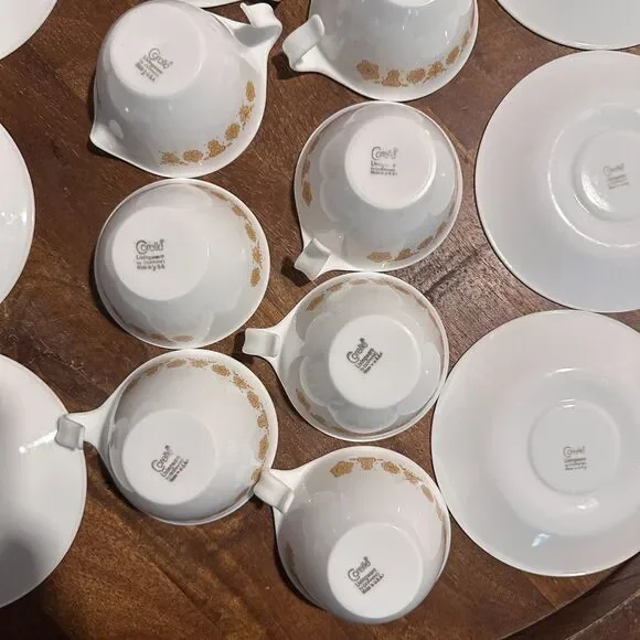 Vintage Pyrex Corelle Corning ware Gold Butterfly Tea Set 18 pieces Cottage Core